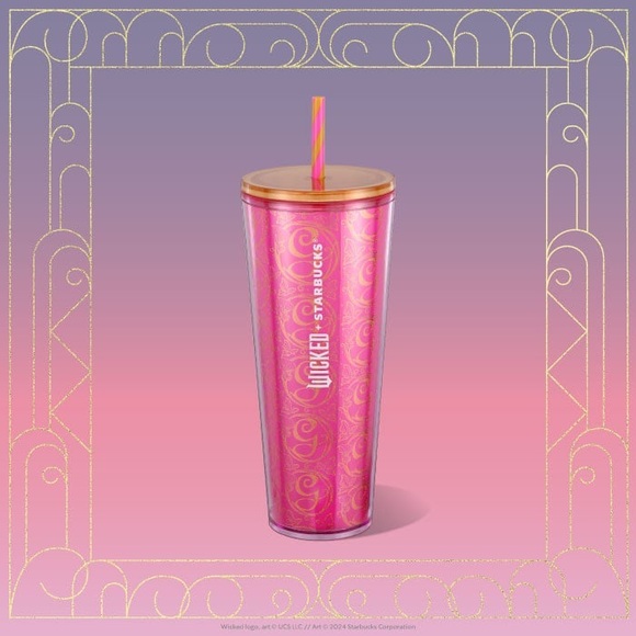 Starbucks Other - Starbucks x Wicked Glinda Pink Glitter Cold Cup 24oz Limited Edition NWT